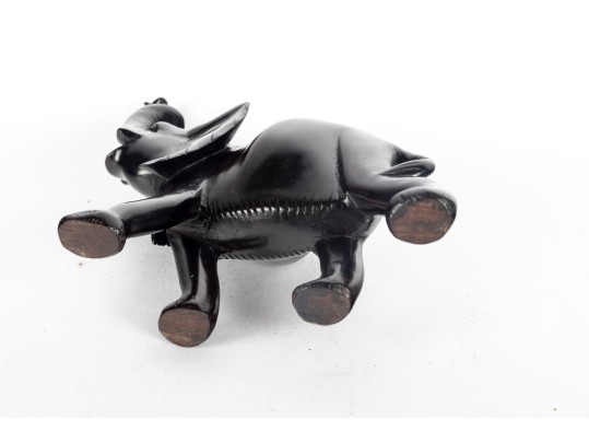 African Ebony Wood Carved Elephant Figure