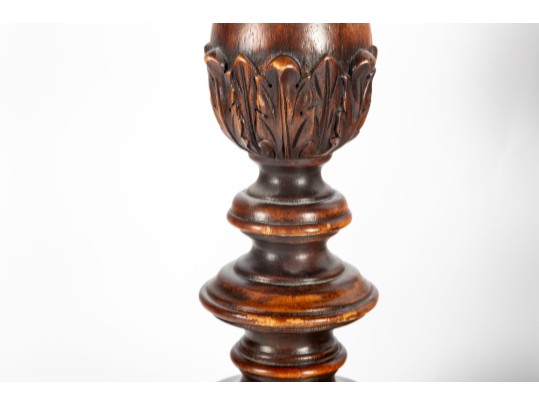Pair Of Turned Mahogany Church Candlesticks