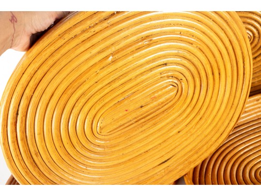 1960's Rattan Handled Trays