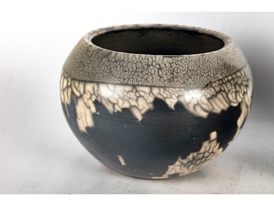 Pair Of Naked Raku Pottery Vases — Signed