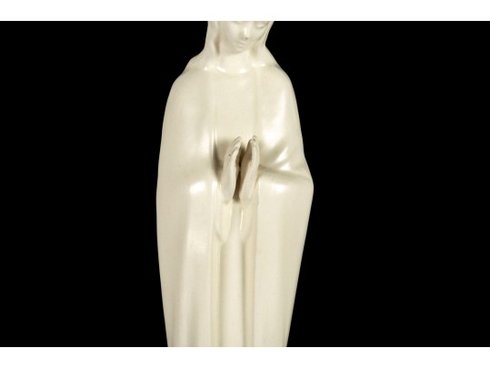 Decorative White Porcelain Madonna — Signed 1964