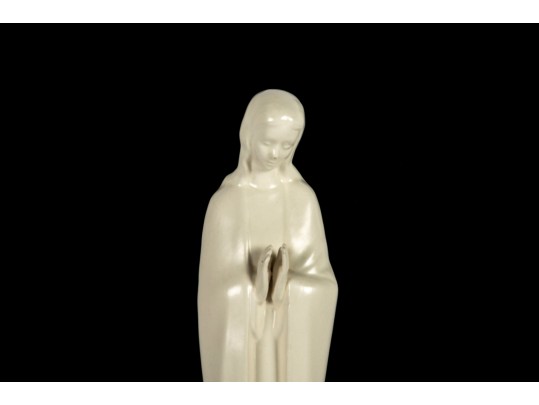 Decorative White Porcelain Madonna — Signed 1964