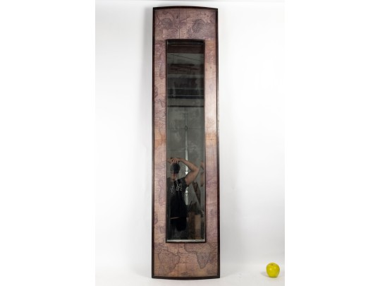 Vertical Wall Mirror With Map Frame