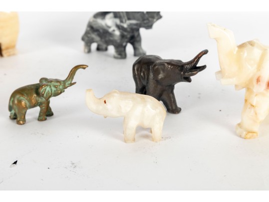 Assorted Elephant Figurine Collection – Stone & Metal
