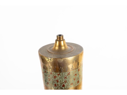 Engraved Indian Ornate Brass Lamp Base