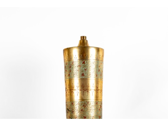 Engraved Indian Ornate Brass Lamp Base