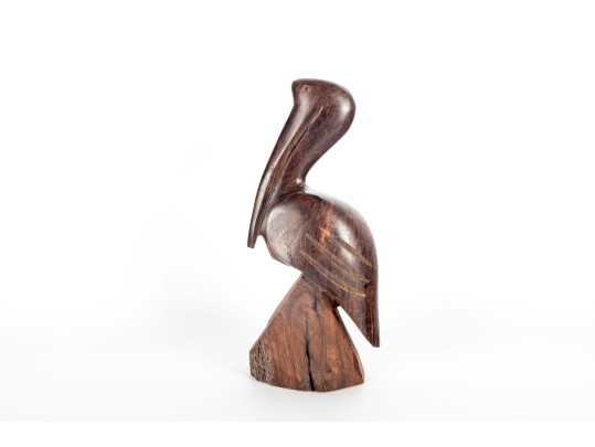 Wood Carved Pelican Sculpture 