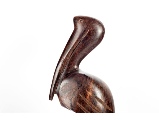 Wood Carved Pelican Sculpture 