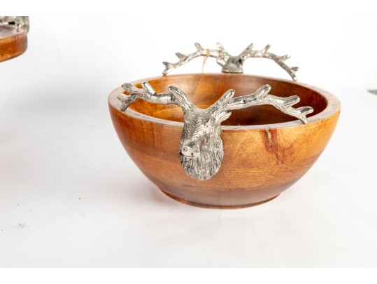 Object D'art Elk Head Pedestal Stand & Bowl