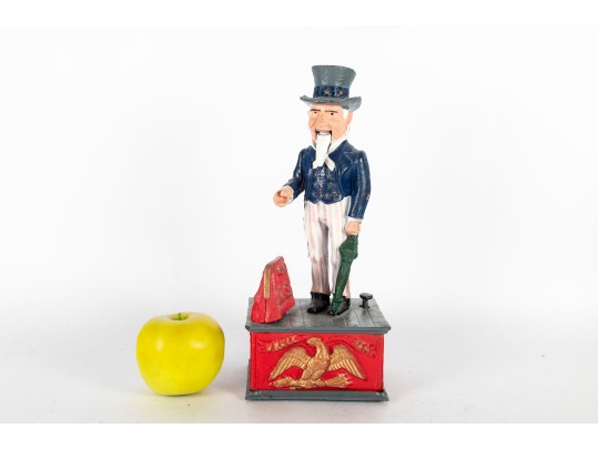 Uncle Sam Cast Iron Mechanical Bank Reproduction
