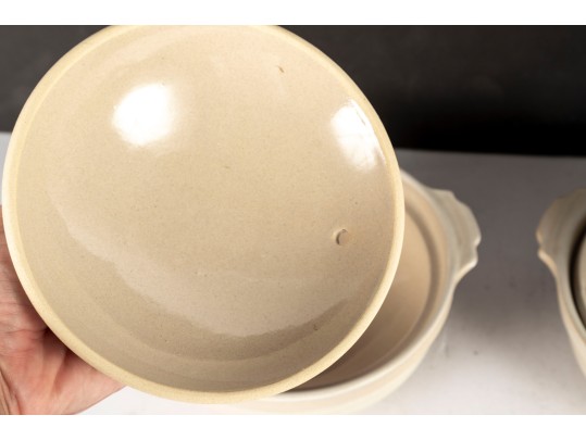 Pair Of Japanese Ceramic Donabe Hot Pots With Lids