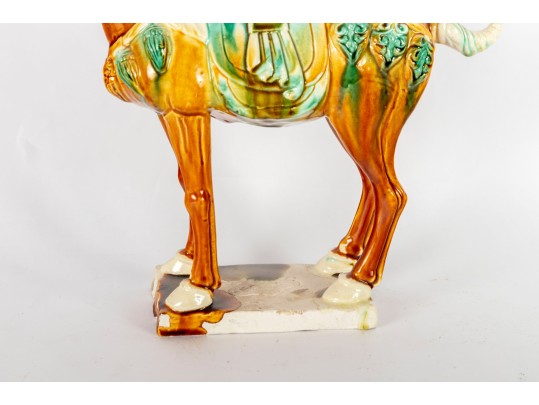 Chinese Tang Horse Glazed Pottery 