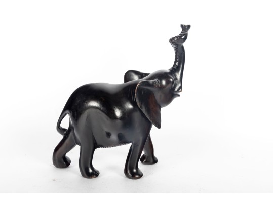 African Ebony Wood Carved Elephant Figure