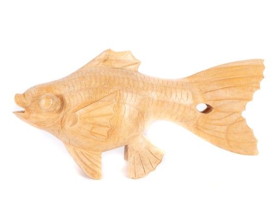 Hand-Carved Wooden Fish Sculpture
