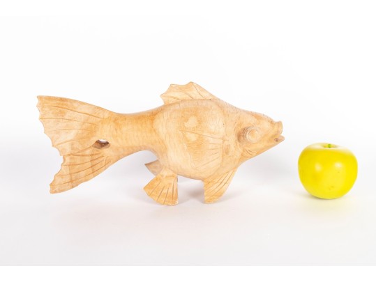 Hand-Carved Wooden Fish Sculpture