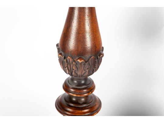 Pair Of Turned Mahogany Church Candlesticks