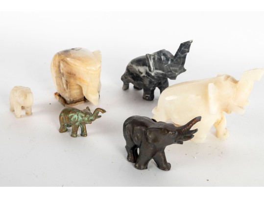 Assorted Elephant Figurine Collection – Stone & Metal