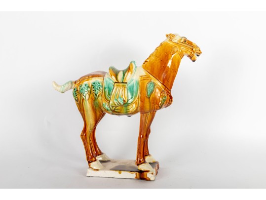 Chinese Tang Horse Glazed Pottery 