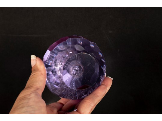 Pair Of Faceted Crystal Apple Paperweights