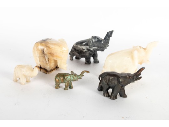 Assorted Elephant Figurine Collection – Stone & Metal