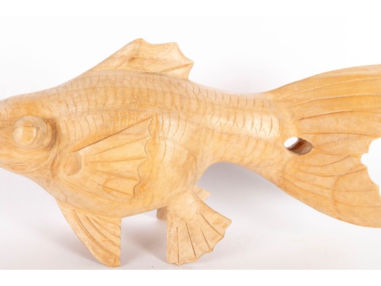 Hand-Carved Wooden Fish Sculpture