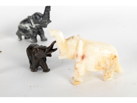 Assorted Elephant Figurine Collection – Stone & Metal
