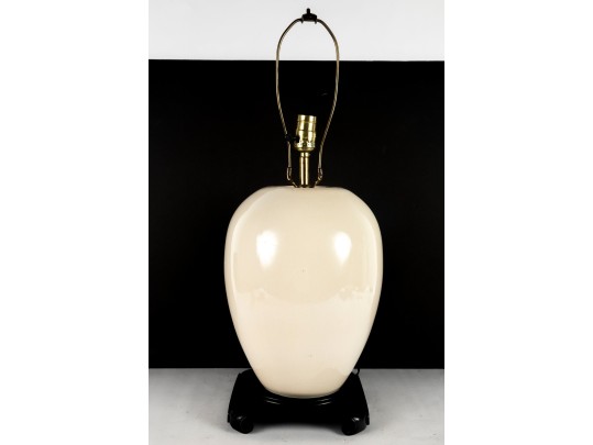 Urn Form Crackle Glaze Table Lamp On Ming Base