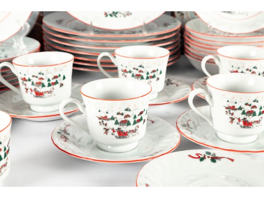 Kopin “Christmas Pleasure” Porcelain Holiday Dinnerware Set