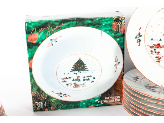 Kopin “Christmas Pleasure” Porcelain Holiday Dinnerware Set