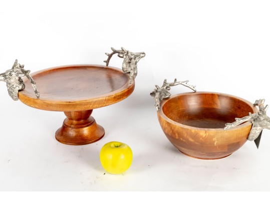 Object D'art Elk Head Pedestal Stand & Bowl