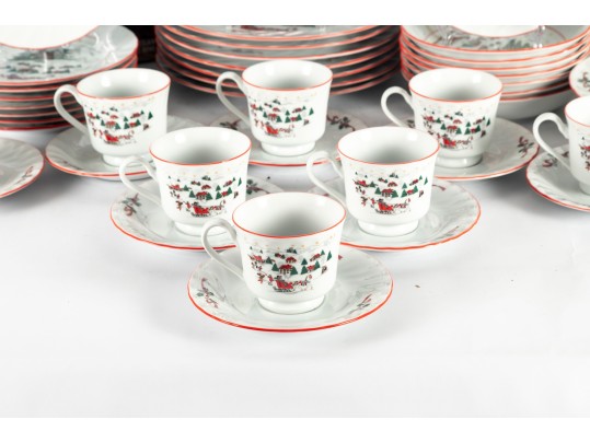 Kopin “Christmas Pleasure” Porcelain Holiday Dinnerware Set
