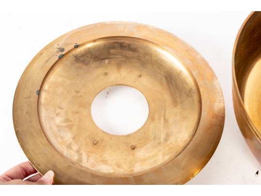 Large Brass Hot Pot With Pierced Base And Decorative Lid