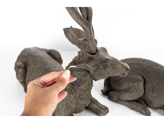 Two Decorative Resin Elk