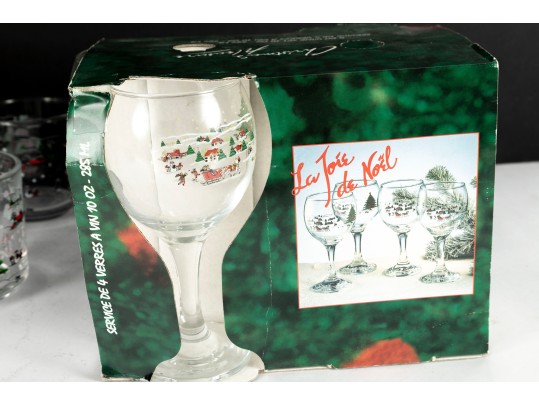 Kopin “Christmas Pleasure” Glassware Set With Wine Glasses