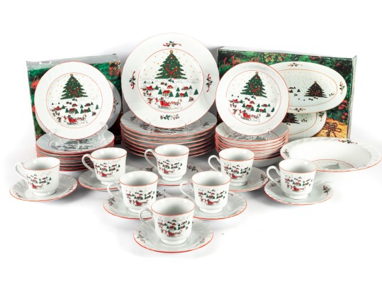 Kopin “Christmas Pleasure” Porcelain Holiday Dinnerware Set