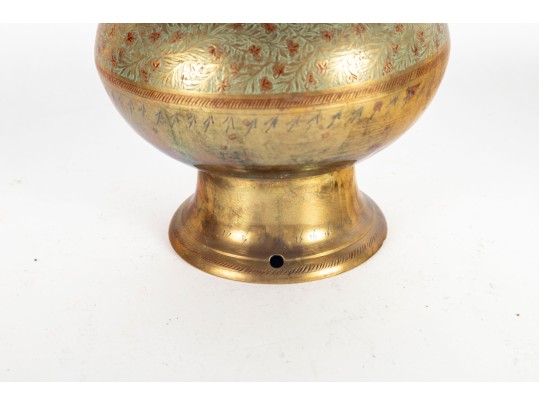 Engraved Indian Ornate Brass Lamp Base