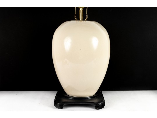 Urn Form Crackle Glaze Table Lamp On Ming Base