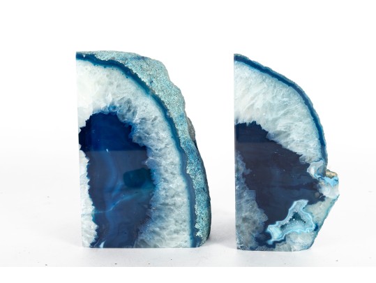 Brazillian Blue Agate Geode Slice/Bookend