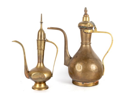 Pair Of Brass Middle Eastern Ewers
