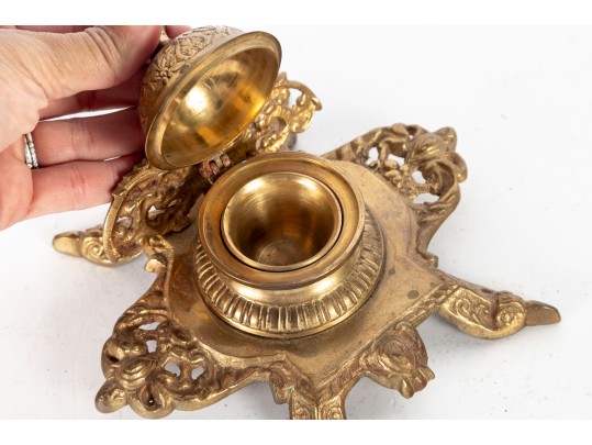 Early 20th Century European Brass Inkwell 