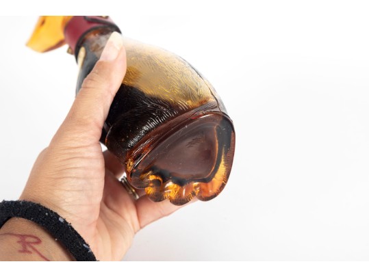 Italian Amber Empoli Glass Dog Vino Rosso 