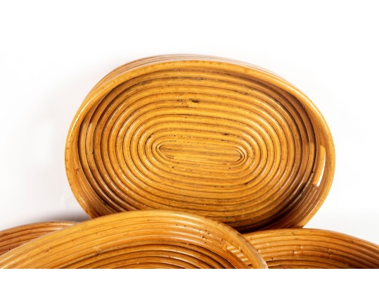 1960's Rattan Handled Trays