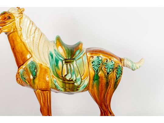 Chinese Tang Horse Glazed Pottery 