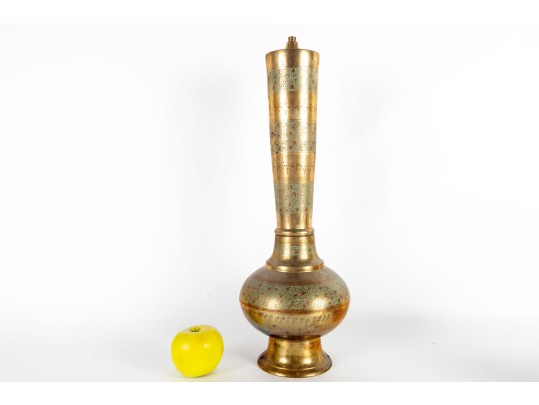 Engraved Indian Ornate Brass Lamp Base