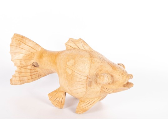Hand-Carved Wooden Fish Sculpture