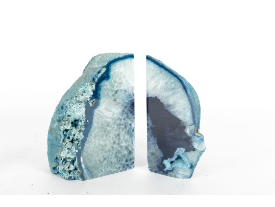 Brazillian Blue Agate Geode Slice/Bookend