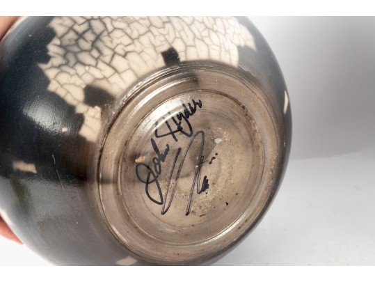 Pair Of Naked Raku Pottery Vases — Signed