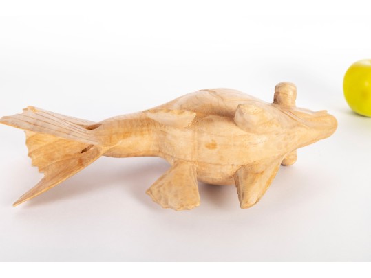 Hand-Carved Wooden Fish Sculpture
