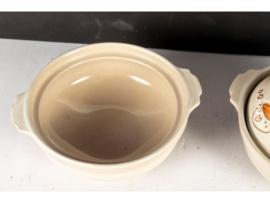 Pair Of Japanese Ceramic Donabe Hot Pots With Lids