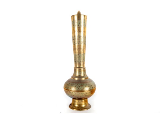 Engraved Indian Ornate Brass Lamp Base